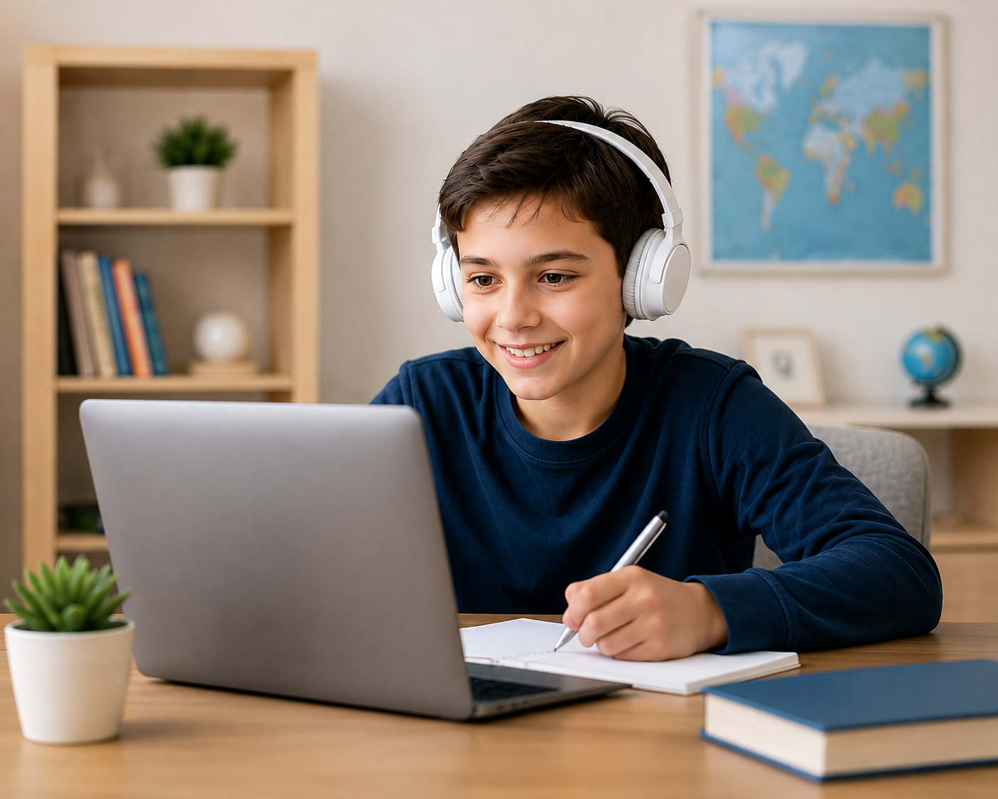 Niño aprendiendo mediante una computadora